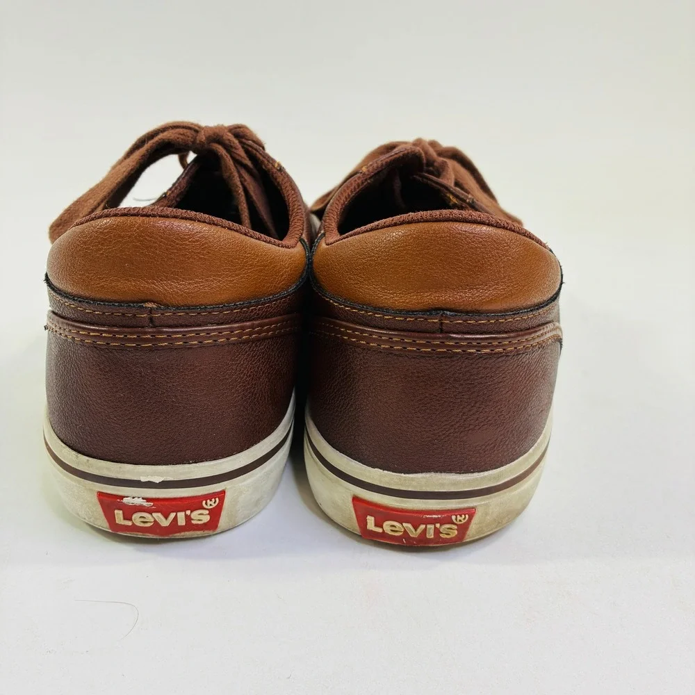 Levis Mens 10.5 Brown Synthetic Leather Low Top Sneakers 51822002B Casual Shoes